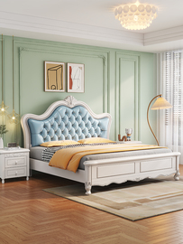 轻奢实木床现代简约木质欧式大床双人床1.8米婚床主卧家用卧室1.5