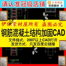 钢筋混凝土结构加固节点CAD素材图纸墙体板柱梁加固设计施工图库