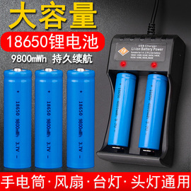 18650锂电池大容量3.7v强光，手电筒头灯小风扇，4.2v通用智能充电器
