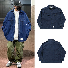 WTAPS 余文乐重磅牛仔衬衫外套西山彻日系复古宽松水洗多口袋衬衣