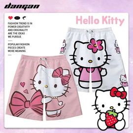 hellokitty凯蒂猫夏季宽松沙滩，短裤男百搭潮流情侣，休闲五分睡裤女