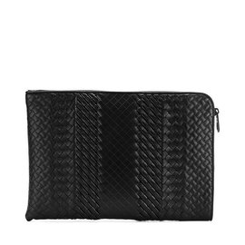 BOTTEGA VENETA 男士黑色羊皮编织手拿包 405912-V340-1000