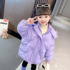 女童加绒冬装棉衣棉袄2023儿童女孩洋气，韩版加厚保暖棉服外套