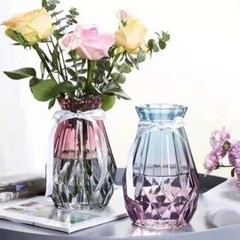 客厅透明花瓶创意简约北欧干花插花水培，绿萝植物玻璃瓶家用摆件