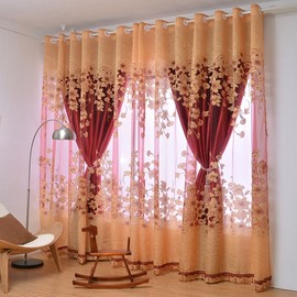 中国红色卧室窗帘客厅，结婚纱帘2023婚房落地窗全遮光欧式帘子