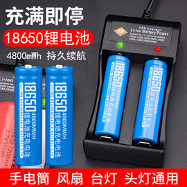 18650锂电池3.7v大容量可充电强光手电筒电推剃须，头灯4.2充电器