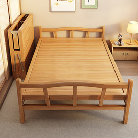 竹床折叠床单人双人，简易家用款成人竹板，凉床一米二出租房硬板木床