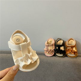 夏季0-1岁婴儿防滑学步鞋，幼儿花边透气软底，婴幼儿女宝宝公主凉鞋