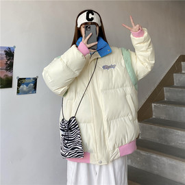 羽绒棉服少女冬装12-16岁初中高中学生宽松短款面包服棉衣厚外套