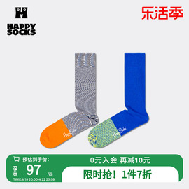 Happy Socks袜子女春秋素色拼接中筒袜ins潮牌街头网红运动长筒袜