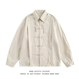 memz春季复古新中式盘扣长袖衬衫男女潮牌宽松小众设计感衬衣外套
