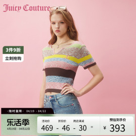 Juicy Couture橘滋2024糖果屋刺绣撞色条纹女式针织衫