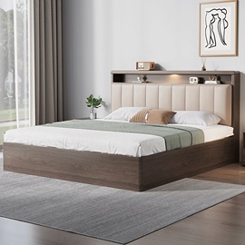 实木床出租房屋用经济型单人床1.5m现代简约家用主卧双人床储物床