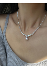 925纯银碎银珍珠项链女款轻奢小众设计高级感锁骨链2023