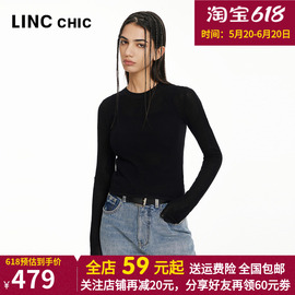 lincchic金羽杰24年春季修身紧致提花网眼，针织衫女s241sw057y