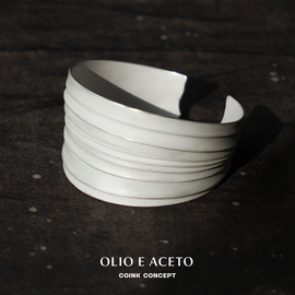 OLIO E ACETO 纯银贝纹手镯 原创设计手工肌理磨砂气质高级感银饰