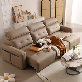 意式头层牛皮沙发，大小户型现代简约客厅，多功能伸缩真皮沙发床