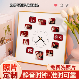 结婚新婚礼物送新人新娘闺蜜情侣，时钟创意摆件定制照片相框diy的