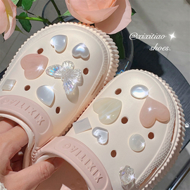 细细条 甜美蝴蝶结水晶水钻洞洞鞋配件仙女风珍珠鞋扣花扣装饰品