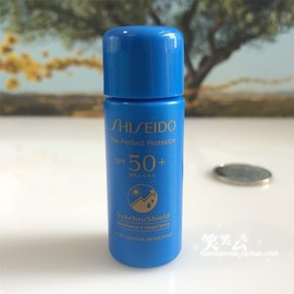 资生堂新艳阳夏臻效水动力防护乳液7ml  蓝胖子防晒小样  SPF50+