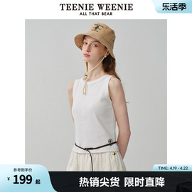 TeenieWeenie小熊2024春夏清爽无袖圆领背心吊带罗纹T恤衫女