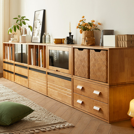 撩木实木模块组合柜多功能，格子柜电视柜，飘窗收纳书柜客厅家用矮柜