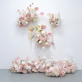 小红书七夕婚礼装饰壁挂花艺套装 求婚粉色KT板仿真假花成品花艺