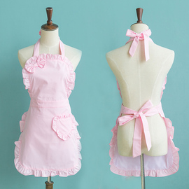 围裙可爱日系家用厨房粉色公主，女仆韩版时尚性感裙子防水防油欧式