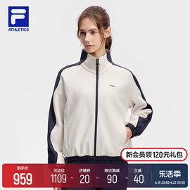 FILA斐乐针织薄款外套女立领休闲夹克2024春季运动服上衣