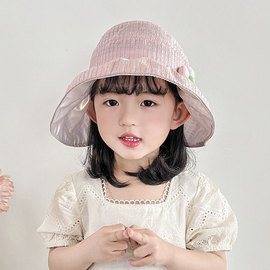 儿童帽子防晒帽夏季薄款女童公主帽宝宝防紫外线大帽檐可爱空顶帽
