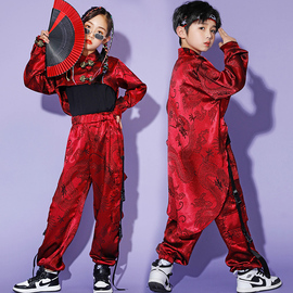 2023儿童演出服街舞套装男童中国风唐装hiphop女童国潮走秀表演服