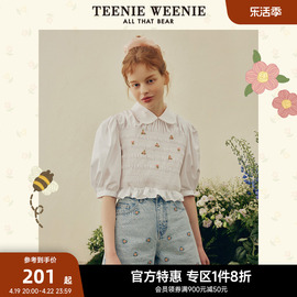 TeenieWeenie小熊奥莱甜美气质娃娃领泡泡袖短袖衬衫女春