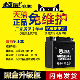 超威摩托车干电池雅马哈125天轻骑赛驰110通用弯梁车电瓶12v5a