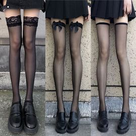 性感黑丝袜女春夏薄款半截，情调潮黑色高筒长筒，袜子蕾丝花边过膝袜