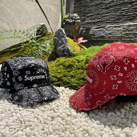 Bandana camp cap 腰果花真皮尾带街头潮牌露营帽 弯沿棒球帽子