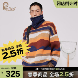 Penfield攀菲熊春季户外山形图案提花毛衣男女同款OVERSIZE