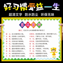 小学生家规家训墙贴男孩，孩子十条家风挂图，好习惯儿童贴画早教创意