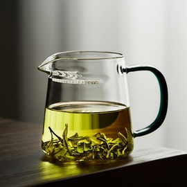 茶漏一体玻璃公道杯高档加厚带过滤分茶器月牙过滤茶杯日式泡茶器