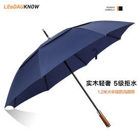 Leodauknow雨伞原木长柄直杆伞拒水易干双层抗风大号自动开德国风