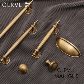 olrvli法式抽屉拉手黄铜，柜门衣柜欧式中式古铜，橱柜复古家具拉手