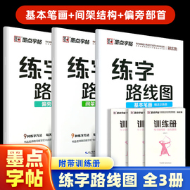 墨点字帖练字路线图楷书入门基础训练钢笔字帖成年楷书控笔训练字帖荆霄鹏小学生字帖楷书练字本小学儿童初学者高中生练字楷书字帖