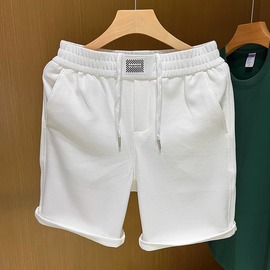 巨时尚波点白色短裤男潮牌夏季外穿五分裤男士高端休闲运动中裤子