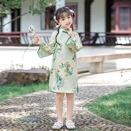 春秋童装女童长袖旗袍裙，中国民族风，连衣裙唐装童装汉服