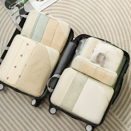 跨境旅行十件套压缩网面收纳套装组合行李箱，衣服整理收纳袋收纳包