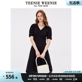 TeenieWeenie小熊浪漫清新连衣裙V领简洁气质法式裙子女夏季