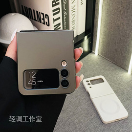 复古绿高级哑光质感磁吸适用于三星zflip4手机壳GalaxyW23Flip折叠屏软硅胶韩国zflip3翻盖防摔保护套男