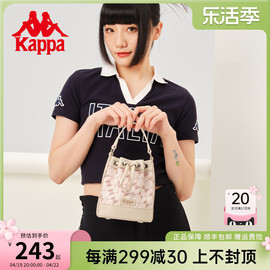 kappa卡帕24年皮质感水桶，包手提(包手提)斜挎单肩包时尚潮流圆桶女包