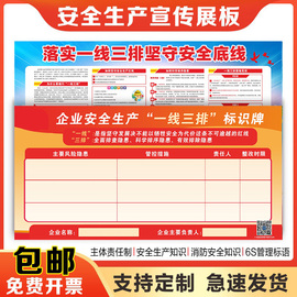 一线三排标识牌三线一排安全生产标语墙贴信息公示牌企业车间安全生产月应急预案主题宣传海报