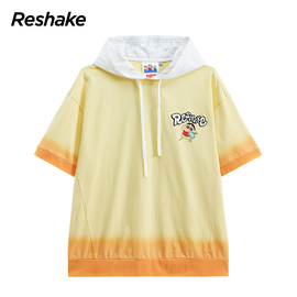 RESHAKE23年夏季蜡笔小新联名款男士T恤情侣装短袖潮牌潮流带帽