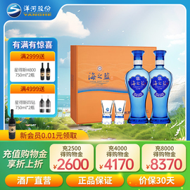 梦之蓝海之蓝52度480ml*2瓶礼盒装白酒纯粮过节送礼